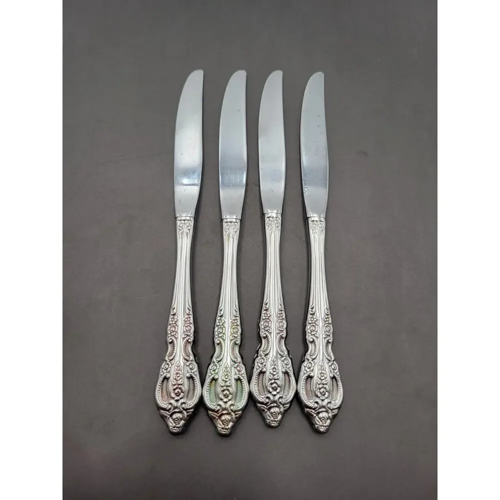 Oneida Pembrooke Renoir Stainless Flatware Dinner Knives Set Of 4 Vtg USA